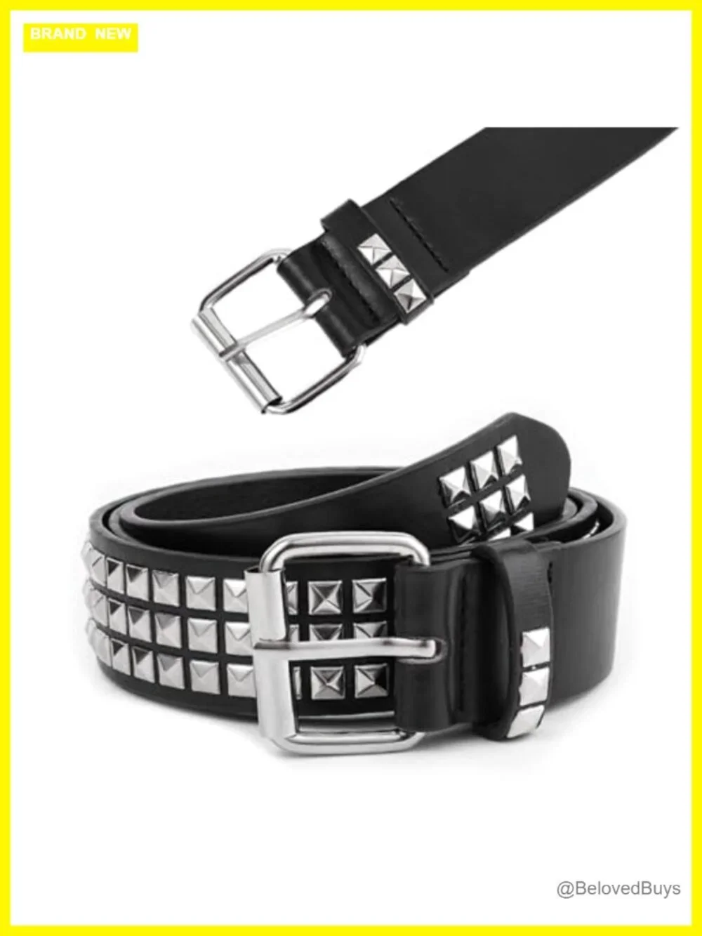 Faux Leather Studded Belt Punk Gothic Adjustable Waist Belt for Jeans